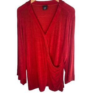 Ladies Red crossbody blouse top shirt Citi knits 2-XL